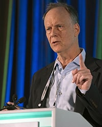 Photo of William G. Kaelin Jr., MD, FAACR, speaking at Molecular Targets conference.