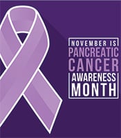 Graphic for November is Pancreatic Cancer Awareness Month