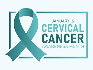 Graphic showing that January is Cervical Cancer Awareness Month.