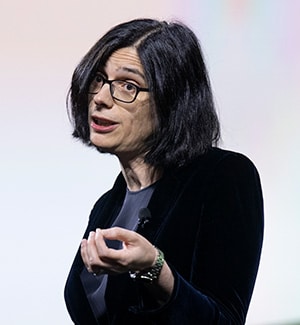 Aviv Regev, PhD, FAACR, speaking on stage during the Opening Plenary of the AACR Annual Meeting 2024.