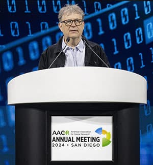 Joakim Lundegerg, PhD, during the plenary on "Profiling Tumor Ecosystems in Native Tissue Context" at the AACR Annual Meeting 2024.